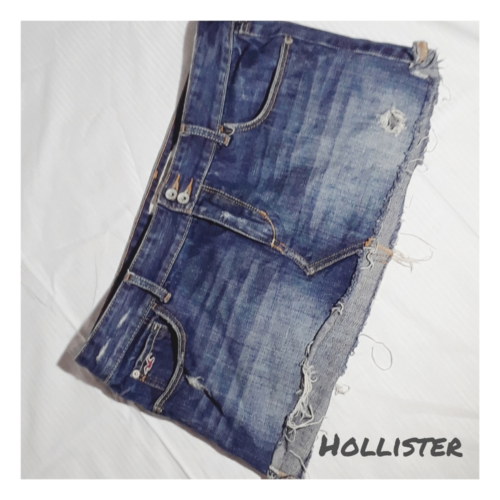 Hollister distressed jean skirt